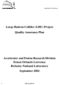 Cover page: Large hadron collider (LHC) project quality assurance plan