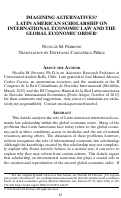 Cover page: Imagining Alternatives? Latin American Scholarship on International Economic Law and the Global Economic Order