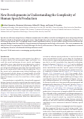 Cover page: New Developments in Understanding the Complexity of Human Speech Production