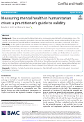 Cover page: Measuring mental health in humanitarian crises: a practitioner’s guide to validity