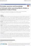 Cover page: Principles, practices and knowledge of clinicians when assessing febrile children: a qualitative study in Kenya