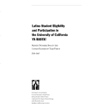 Cover page of Latino Student Eligibility and Participation in the University of California: Ya Basta!