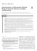 Cover page: Characteristics of Chiropractic Patients Being Treated for Chronic Low Back and Neck Pain