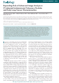 Cover page: Expanding Role of Advanced Image Analysis in CT-detected Indeterminate Pulmonary Nodules and Early Lung Cancer Characterization.