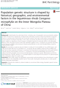 Cover page: Population genetic structure is shaped by historical, geographic, and environmental factors in the leguminous shrub Caragana microphylla on the Inner Mongolia Plateau of China