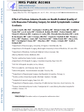 Cover page: Effect of Serious Adverse Events on Health-related Quality of Life Measures Following Surgery for Adult Symptomatic Lumbar Scoliosis.