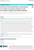 Cover page: Genome-wide identification and analysis of a cotton secretome reveals its role in resistance against Verticillium dahliae.