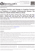 Cover page: Cognitive Function and Changes in Cognitive Function as Predictors of Incident Cardiovascular Disease: The Women’s Health Initiative Memory Study