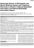 Cover page: Systematic Review of Orthopaedic and Sports Medicine Injuries and Treatment Outcomes in Women's National Basketball Association and National Basketball Association Players