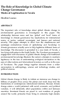 Cover page: The Role of Knowledge in Global Climate Change Governance: Modes of Legitimation in Tuvalu