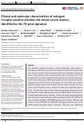 Cover page: Clinical and molecular characteristics of estrogen receptor‐positive ultralow risk breast cancer tumors identified by the 70‐gene signature