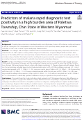 Cover page: Predictors of malaria rapid diagnostic test positivity in a high burden area of Paletwa Township, Chin State in Western Myanmar