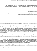 Cover page: Final remarks on the 39th Congress of the “Società Italiana di Biogeografia” (Rapallo, Genoa province, May 29-31, 2013)