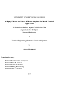 Cover page: A Highly Efficient And Linear RF Power Amplifier For Mobile Terminal Applications /