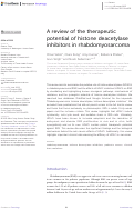 Cover page: A review of the therapeutic potential of histone deacetylase inhibitors in rhabdomyosarcoma