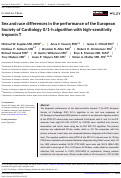 Cover page: Sex and race differences in the performance of the European Society of Cardiology 0/1‐h algorithm with high‐sensitivity troponin T