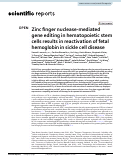 Cover page: Zinc finger nuclease-mediated gene editing in hematopoietic stem cells results in reactivation of fetal hemoglobin in sickle cell disease.