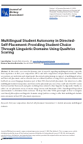 Cover page: Supporting Student Linguistic Identity and Autonomy in Directed Self Placement Through Linguistic Domains Using Qualtrics Scoring