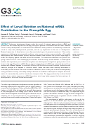 Cover page: Effect of Larval Nutrition on Maternal mRNA Contribution to the Drosophila Egg