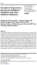 Cover page: Caregivers’ Experiences During the COVID-19 Pandemic and Their Children’s Behavior