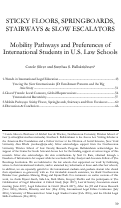 Cover page: Sticky Floors, Springboards, Stairways &amp; Slow Escalators: Mobility Pathways and Preferences of International Students in U.S. Law Schools