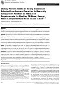 Cover page: Dietary Protein Intake in Young Children in Selected Low-Income Countries Is Generally Adequate in Relation to Estimated Requirements for Healthy Children, Except When Complementary Food Intake Is Low123