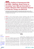 Cover page: Genomic Profiling of Premenopausal HR+ and HER2– Metastatic Breast Cancer by Circulating Tumor DNA and Association of Genetic Alterations With Therapeutic Response to Endocrine Therapy and Ribociclib