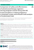 Cover page: Comparison of safety and effectiveness of antiretroviral therapy regimens among pregnant women living&nbsp;with HIV at preconception or during pregnancy: a systematic review and network meta-analysis of randomized trials.