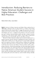 Cover page: Introduction: Reducing Barriers to Native American Student Success in Higher Education: Challenges and Best Practices