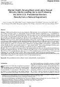 Cover page: Mental Health Among Black and Latinx Sexual Minority Adults Leading Up to and Following the 2016 U.S. Presidential Election: Results from a Natural Experiment