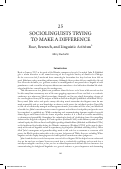 Cover page: Sociolinguists trying to make a difference: Race, research, and linguistic activism