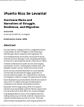 Cover page: ¡Puerto Rico Se Levanta!: Hurricane María and Narratives of Struggle, Resilience, and Migration.