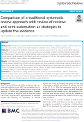 Cover page: Comparison of a traditional systematic review approach with review-of-reviews and semi-automation as strategies to update the evidence