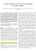 Cover page: Design of 600-W Low-Loss Ultra-Wideband Ferriteless Balun