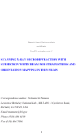 Cover page: Scanning x-ray microdiffraction with submicron white beam for strain and orientation mapping in thin films