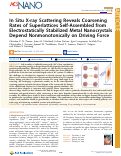 Cover page of In Situ X‑ray Scattering Reveals Coarsening Rates of Superlattices Self-Assembled from Electrostatically Stabilized Metal Nanocrystals Depend Nonmonotonically on Driving Force