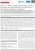 Cover page: SARS-CoV-2 RNA and Nucleocapsid Antigen Are Blood Biomarkers Associated With Severe Disease Outcomes That Improve in Response to Remdesivir.