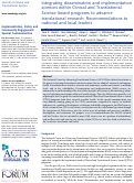 Cover page: Integrating dissemination and implementation sciences within Clinical and Translational Science Award programs to advance translational research: Recommendations to national and local leaders