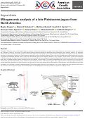 Cover page: Mitogenomic analysis of a late Pleistocene jaguar from North America.