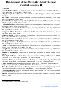 Cover page: Development of the ASHRAE Global Thermal Comfort Database II