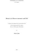 Cover page: Essays on Macroeconomics and Oil