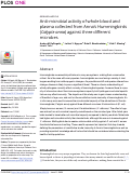 Cover page: Anti-microbial activity of whole blood and plasma collected from Annas Hummingbirds (Calypte anna) against three different microbes.