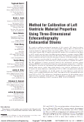 Cover page: Method for Calibration of Left Ventricle Material Properties Using Three-Dimensional Echocardiography Endocardial Strains