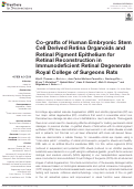 Cover page: Co-grafts of Human Embryonic Stem Cell Derived Retina Organoids and Retinal Pigment Epithelium for Retinal Reconstruction in Immunodeficient Retinal Degenerate Royal College of Surgeons Rats