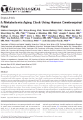 Cover page: A Metabolomic Aging Clock Using Human Cerebrospinal Fluid.