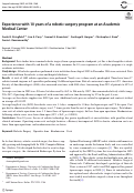 Cover page: Experience with 10 years of a robotic surgery program at an Academic Medical Center