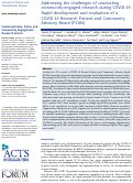 Cover page: Addressing the challenges of conducting community-engaged research during COVID-19: Rapid development and evaluation of a COVID-19 Research Patient and Community Advisory Board (PCAB)