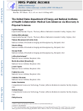 Cover page: The United States Department of Energy and National Institutes of Health Collaboration: Medical Care Advances via Discovery in Physical Sciences.