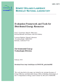 Cover page: Evaluation Framework and Tools for Distributed Energy Resources