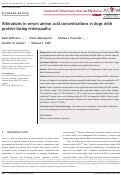 Cover page: Alterations in serum amino acid concentrations in dogs with protein‐losing enteropathy